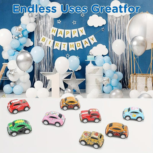 8pcs Pull Back Car Set Mini Toy Car For Kids Colorful Retro Printed