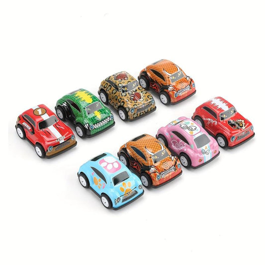 8pcs Pull Back Car Set Mini Toy Car For Kids Colorful Retro Printed