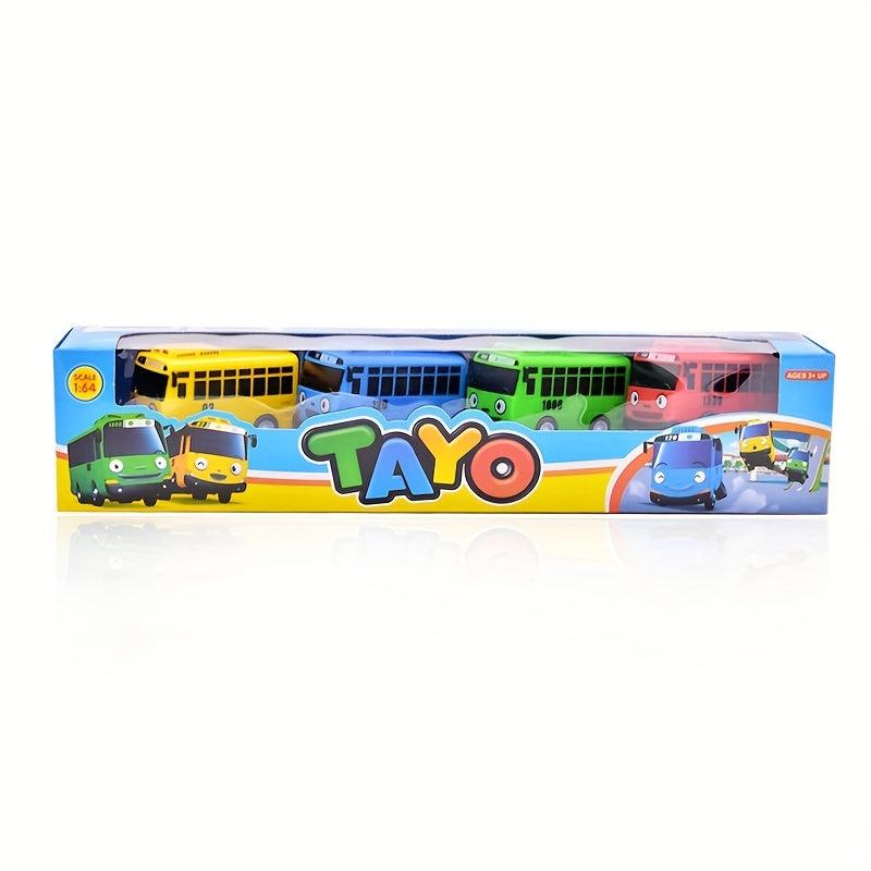 4 PCS The Little Bus Pull Back Toy Car For Boy