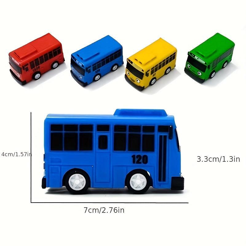 4 PCS The Little Bus Pull Back Toy Car For Boy