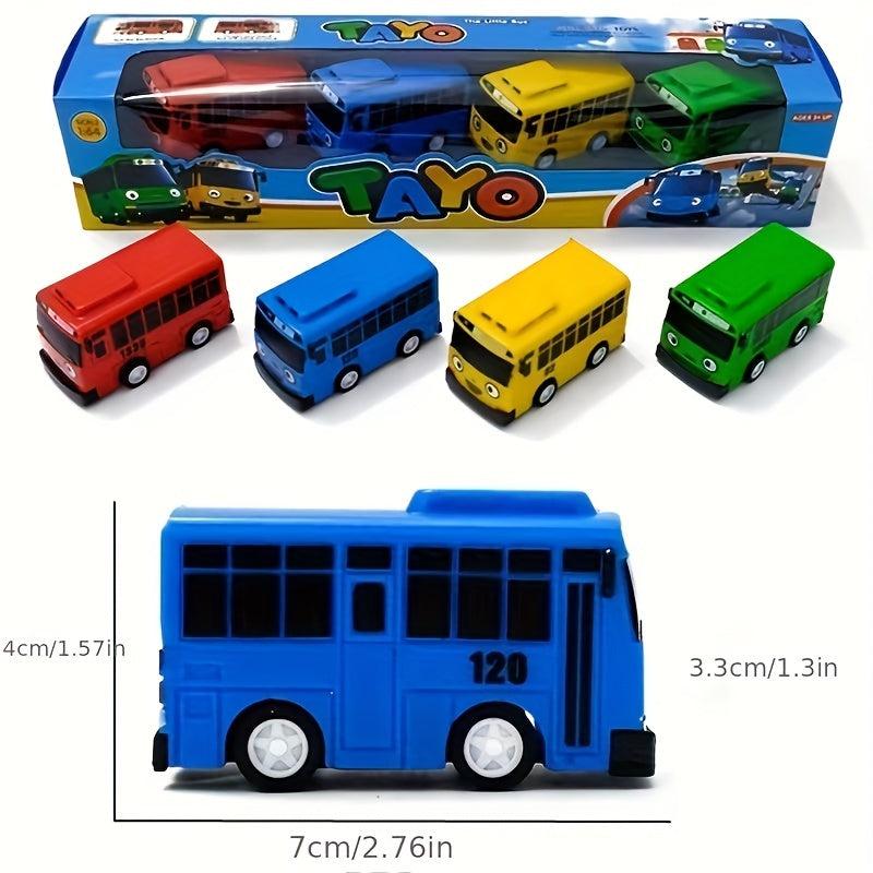 4 PCS The Little Bus Pull Back Toy Car For Boy