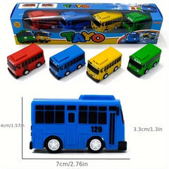 4 PCS The Little Bus Pull Back Toy Car For Boy