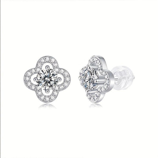 Moissanite Earrings 925 Silver Women's Stud Jewelry Mother's Gift