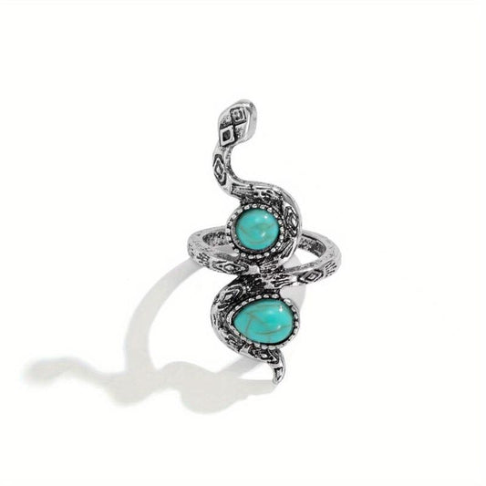 Bohemian Snake Turquoise Ring for Wedding Holiday Jewelry