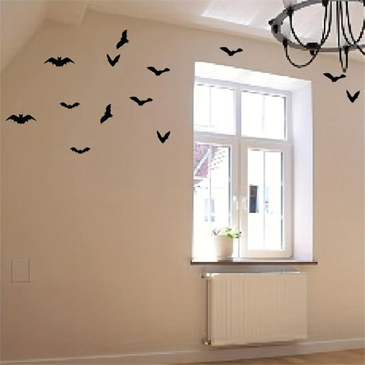12pcs PVC Bats Wall Stickers Halloween Family Wall Decoration