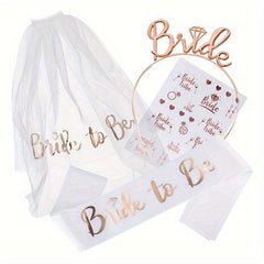 Bridal Veil Satin Belt & Tattoo Stickers Set