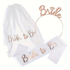 Bridal Veil Satin Belt & Tattoo Stickers Set