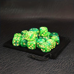 10pcs Green/Gold 16mm D6 Dice Set Board Game Toy