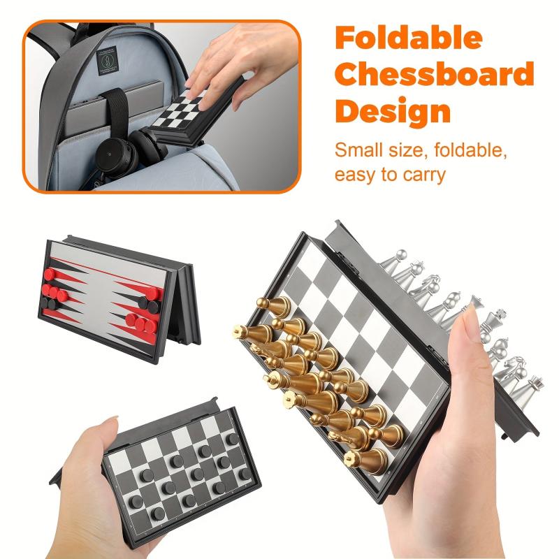 Mini Magnetic Chess Board Games Small Portable Folding Chess Travel Set