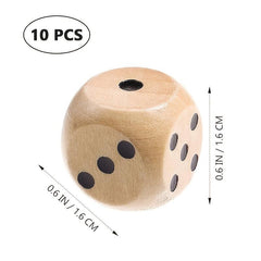 10 Wooden Dice 6 Sided Digital Game Props 16mm