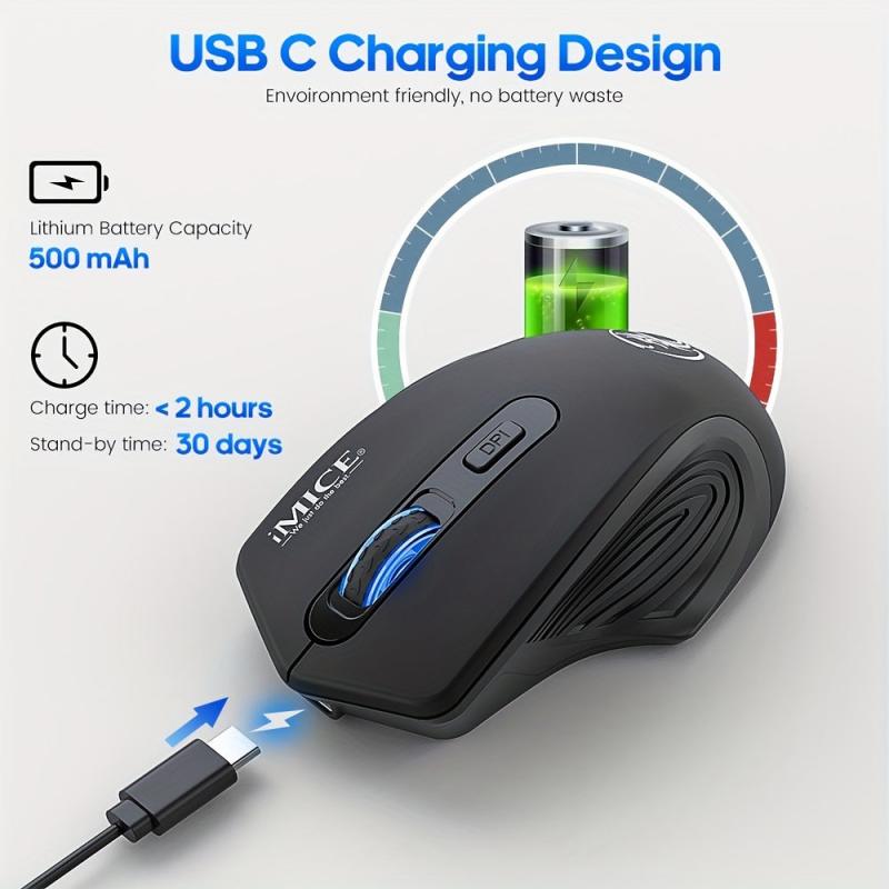 Rechargeable Wireless Gaming Mouse USB PC Laptop