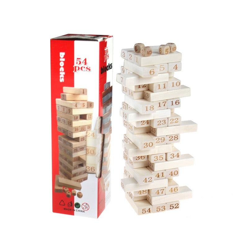 54pcs Stacking Numbers Building Blocks Puzzle Wooden Toys