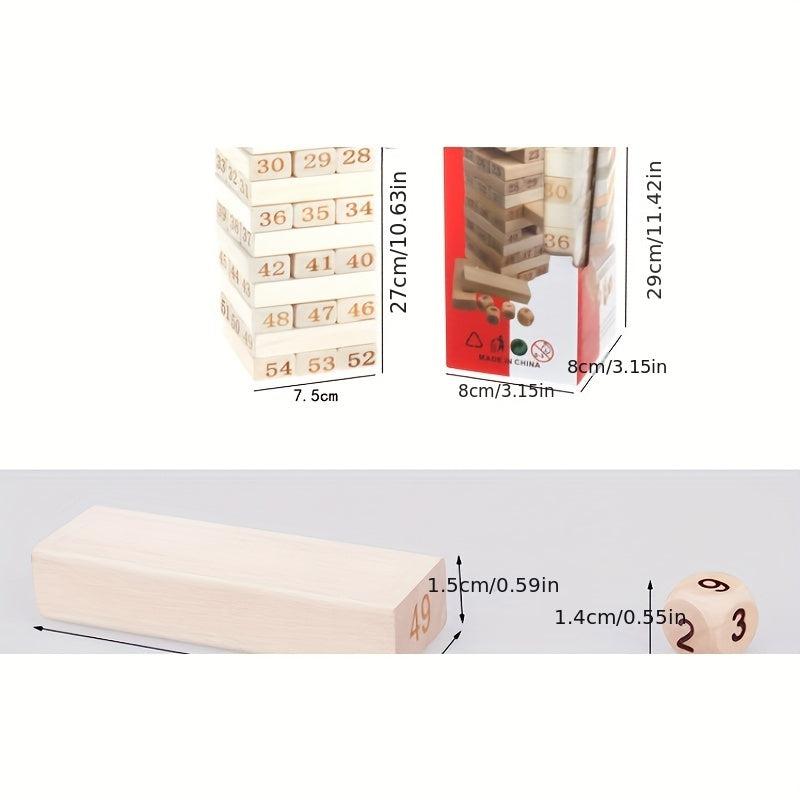 54pcs Stacking Numbers Building Blocks Puzzle Wooden Toys
