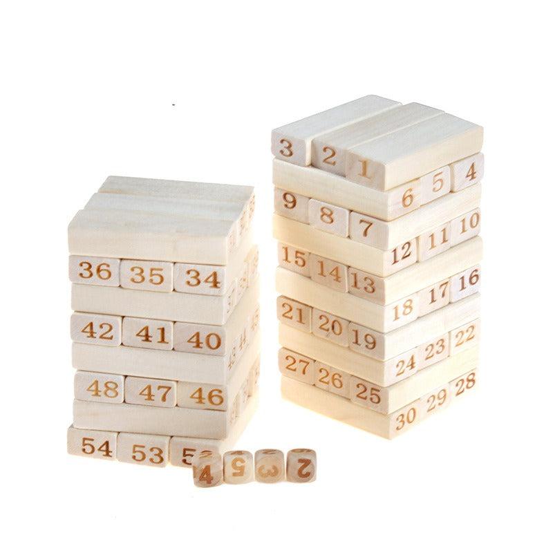 54pcs Stacking Numbers Building Blocks Puzzle Wooden Toys