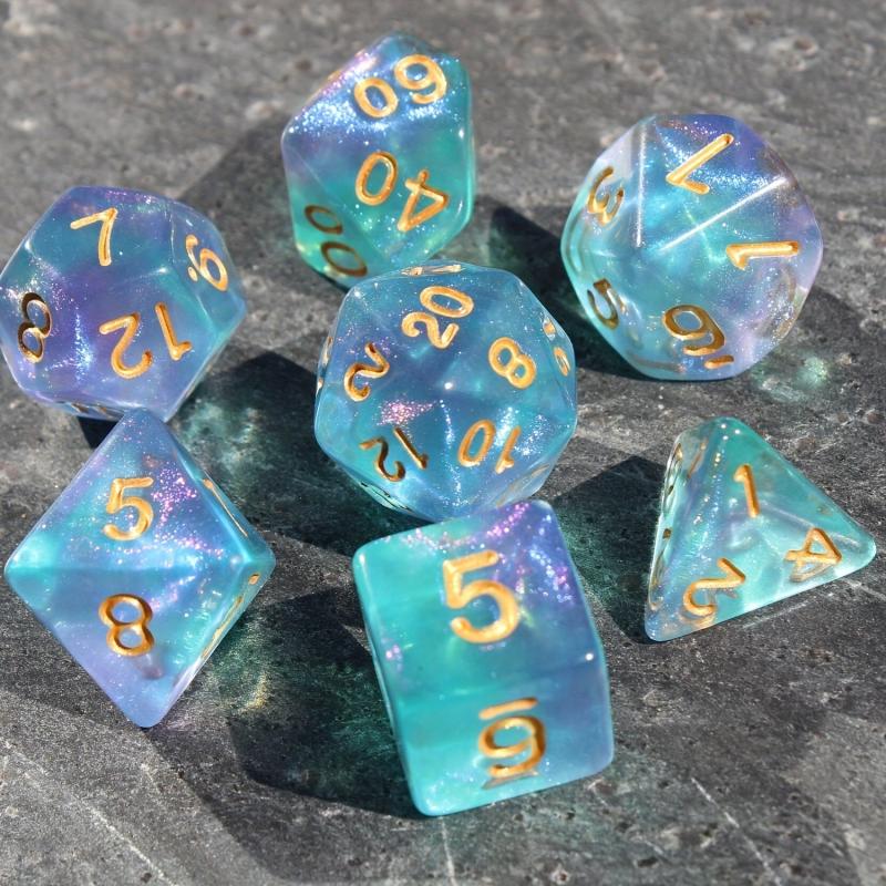 7pcs Starry Sky Dice Set for RPG Table Games Party