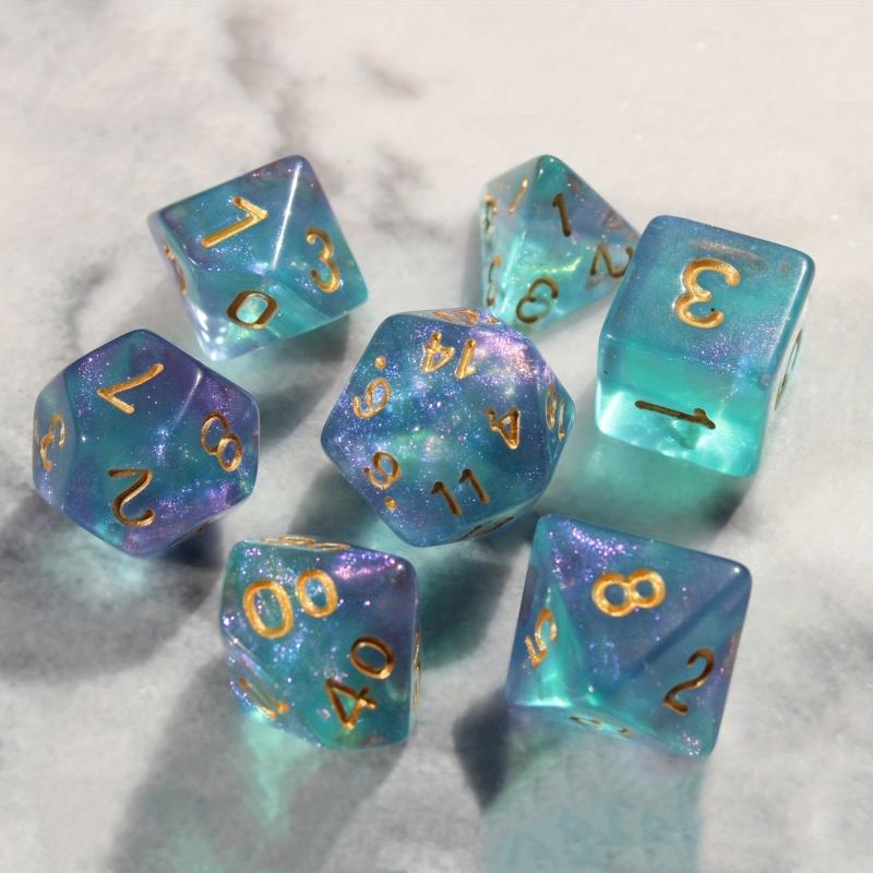 7pcs Starry Sky Dice Set for RPG Table Games Party