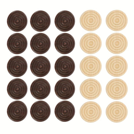 30 Wooden Checkers 1 Inch for Backgammon Game