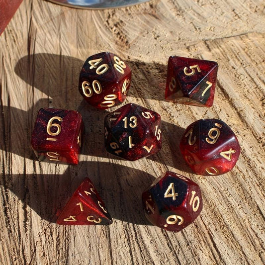 7pcs Red Starry Sky Dice Set for RPG Party Games