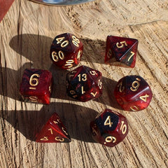 7pcs Red Starry Sky Dice Set for RPG Party Games