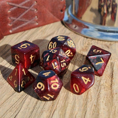 7pcs Red Starry Sky Dice Set for RPG Party Games