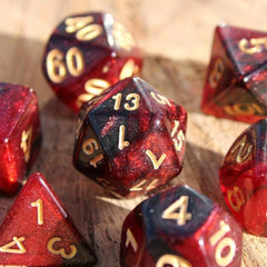 7pcs Red Starry Sky Dice Set for RPG Party Games