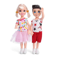 2pcs Mini Couple Dolls with Clothes and Shoes for Kids Birthday