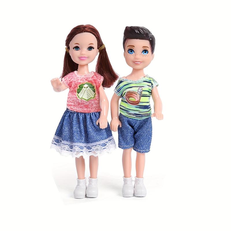2pcs Mini Couple Dolls with Clothes and Shoes for Kids Birthday