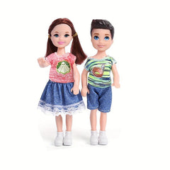 2pcs Mini Couple Dolls with Clothes and Shoes for Kids Birthday