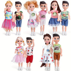 2pcs Mini Couple Dolls with Clothes and Shoes for Kids Birthday