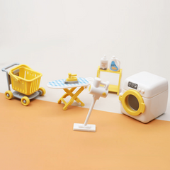 7pcs Mini Washing Machine Vacuum Laundry Room Set Toy