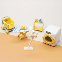 7pcs Mini Washing Machine Vacuum Laundry Room Set Toy