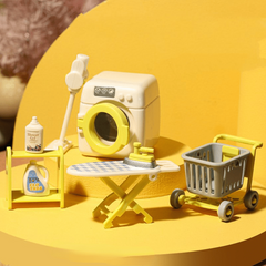 7pcs Mini Washing Machine Vacuum Laundry Room Set Toy