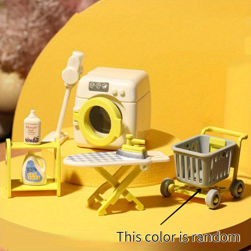 7pcs Mini Washing Machine Vacuum Laundry Room Set Toy