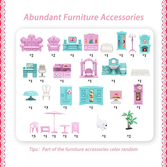 Pink Dollhouse Set with DIY Furniture - Perfect Birthday Gift