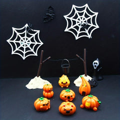 7pcs Halloween Ghost Face Pumpkin Doll House Props Micro Scenes Decorations