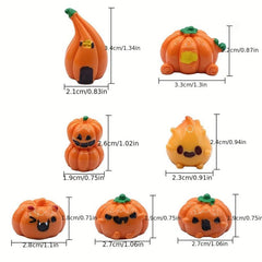 7pcs Halloween Ghost Face Pumpkin Doll House Props Micro Scenes Decorations