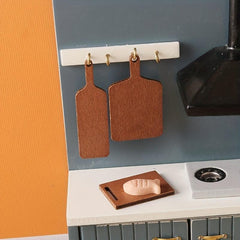 10pcs 1:12 Dollhouse Cutting Board Wooden Mini Kitchen Accessories
