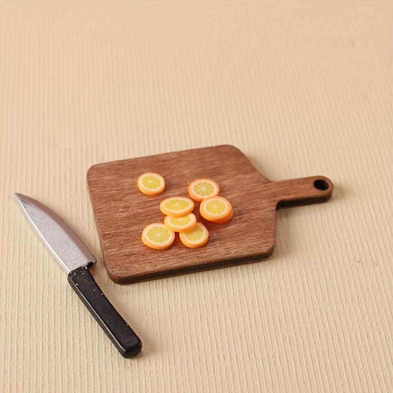 10pcs 1:12 Dollhouse Cutting Board Wooden Mini Kitchen Accessories