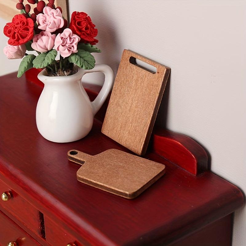 10pcs 1:12 Dollhouse Cutting Board Wooden Mini Kitchen Accessories