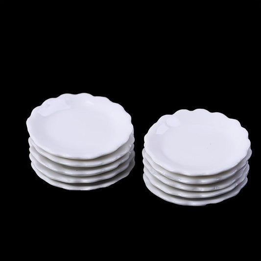 2pcs 1 12 Dollhouse Ceramic Plate Decor Toy