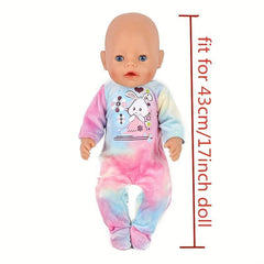 Cute Rabbit Jumpsuit Doll Clothes for 17in Baby Dolls