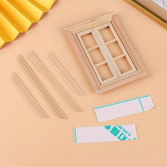 1/12 Dollhouse Unpainted Window Frame 6 Panes of Window Furniture