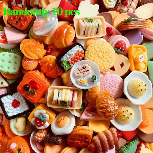 10 Pcs Dollhouse Food Snacks Cake Wine Drinks Kids Holiday Toy