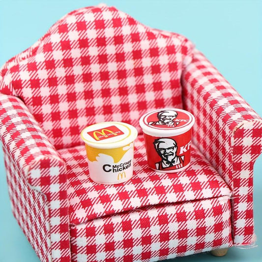 1:12 Dollhouse Fastfood Family Bucket Model Set for Pretend Play Decor