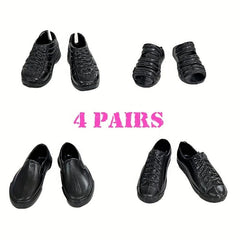 4 Pairs Business Shoes Slippers Doll Shoes Prince Boots Male Doll Casual Shoes