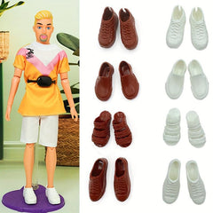 4 Pairs Business Shoes Slippers Doll Shoes Prince Boots Male Doll Casual Shoes