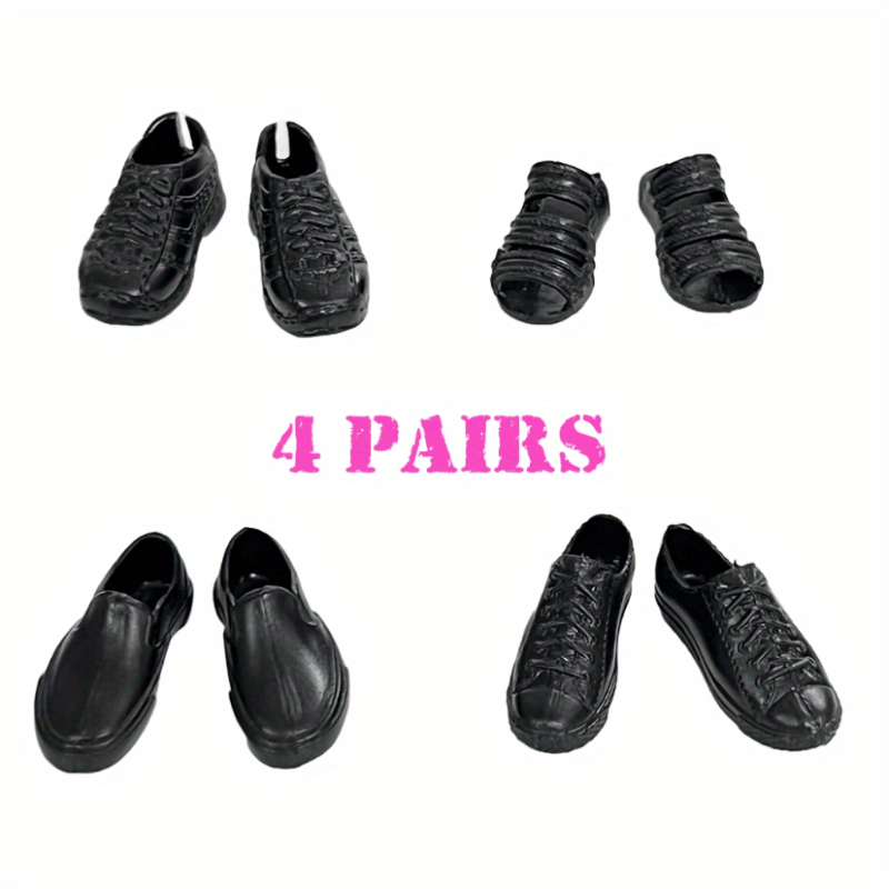 4 Pairs Business Shoes Slippers Doll Shoes Prince Boots Male Doll Casual Shoes