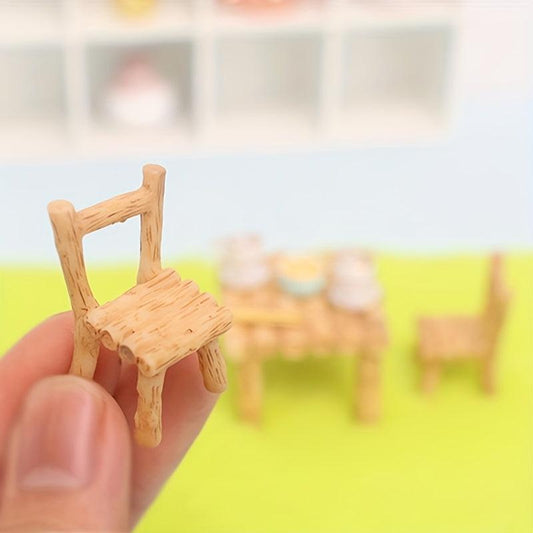 Mini Dollhouse Accessories Table Chair Set Pretend Play Toy