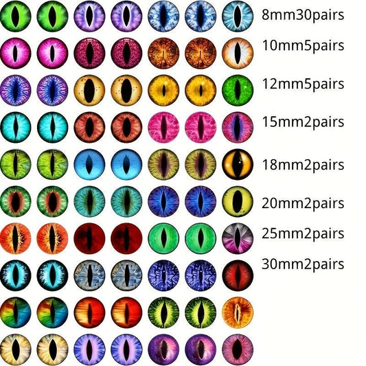 100pcs Doll Eye Beads 50 Pairs in Various Sizes