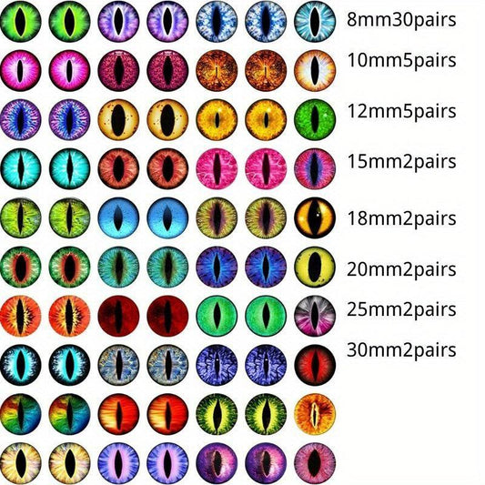 100pcs Doll Eye Beads 50 Pairs in Various Sizes
